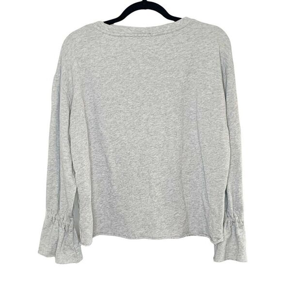 Rails Grey Heather Ruffle Tie Sleeve Crew Neck Marilyn Top Size Medium - Picture 3 of 8